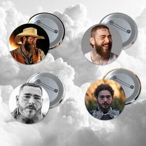 Post Malone 1.5 Inch Pinback Buttons 4 pack Music Rap Country Stocking Stuffer